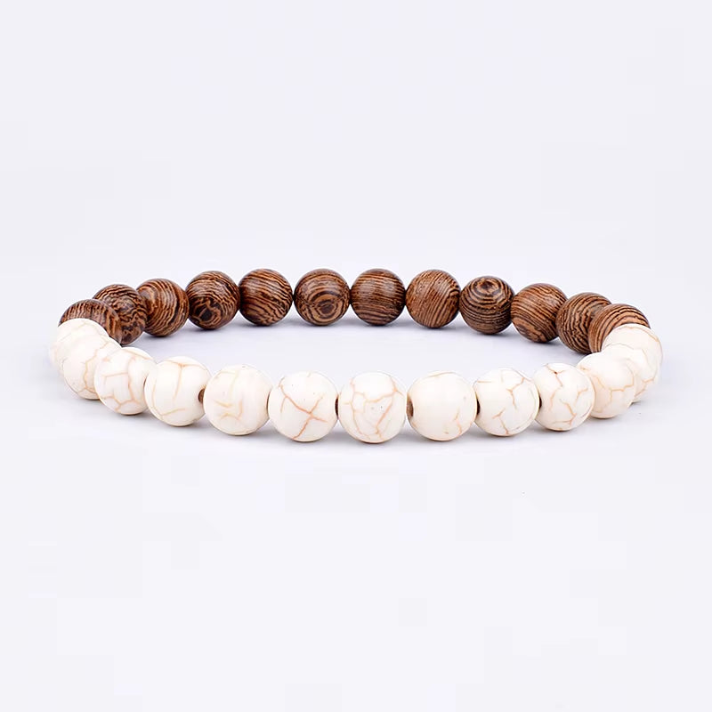Volcanic Stone Bracelet for Men Lava Wooden 8Mm Beads Bracelet Tibetan Buddha Wrist Chain Women Men Jewelry Gift New Bracelets
