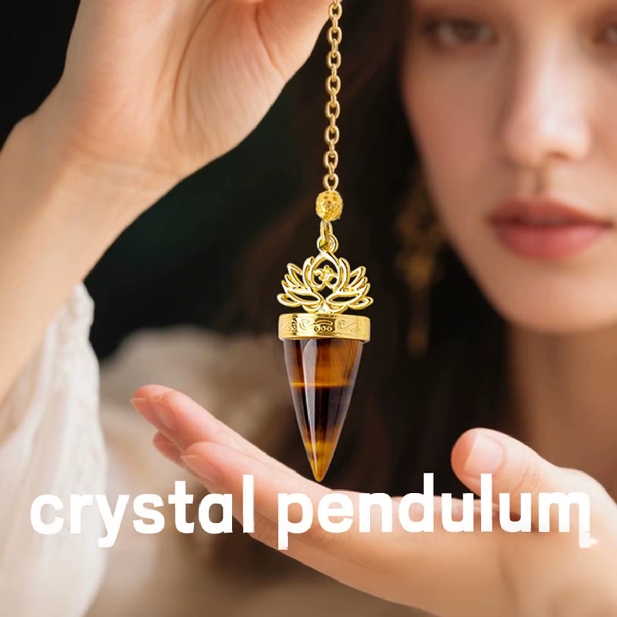 1Pc Natural Crystal Spiritual Pendulum Pendant Golden Cone Bullet Crystal Pendulum Prophecy Divination Healing Meditation Gift