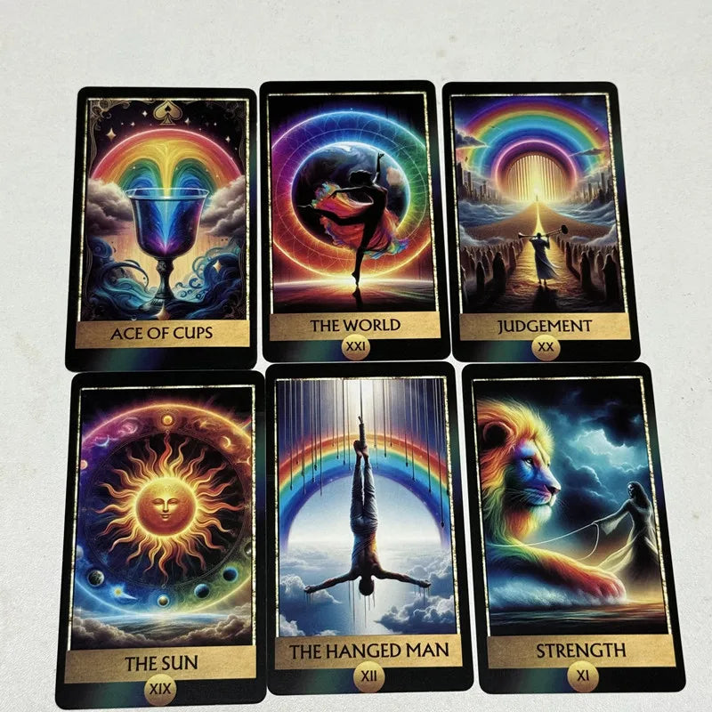 The Rainbow Tarot Cards a 78 Colorful Oracle Deck English Visions Divination Edition Borad Playing Games