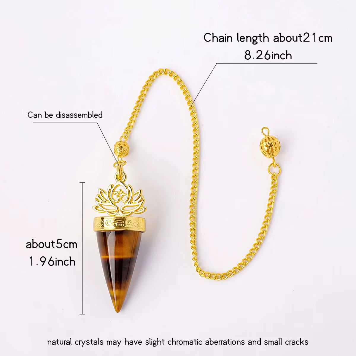 1Pc Natural Crystal Spiritual Pendulum Pendant Golden Cone Bullet Crystal Pendulum Prophecy Divination Healing Meditation Gift