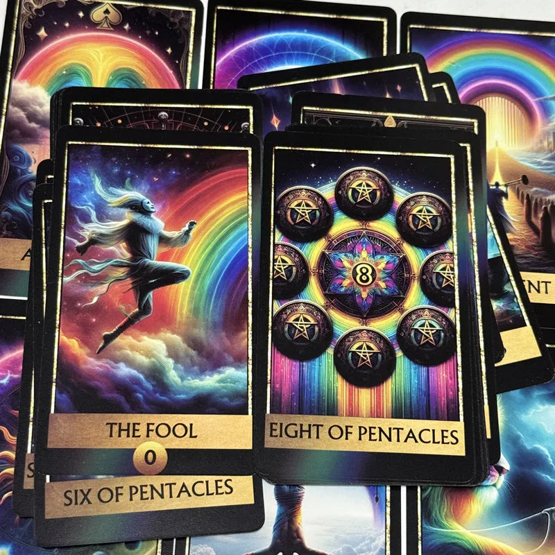 The Rainbow Tarot Cards a 78 Colorful Oracle Deck English Visions Divination Edition Borad Playing Games