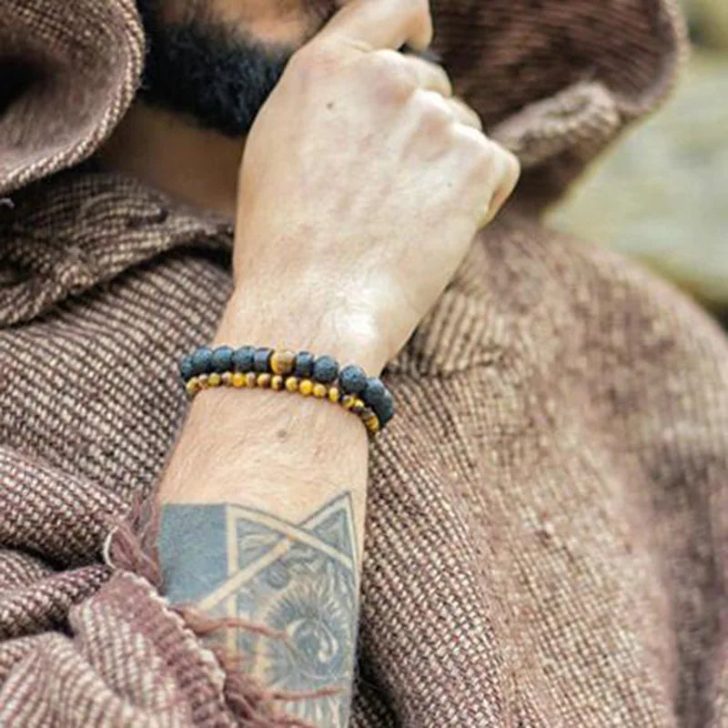 Volcanic Stone Bracelet for Men Lava Wooden 8Mm Beads Bracelet Tibetan Buddha Wrist Chain Women Men Jewelry Gift New Bracelets