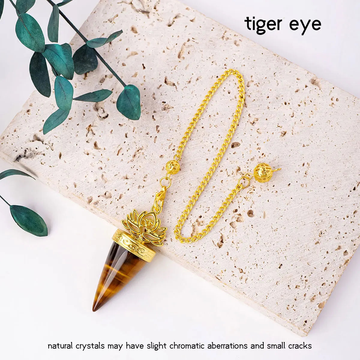 1Pc Natural Crystal Spiritual Pendulum Pendant Golden Cone Bullet Crystal Pendulum Prophecy Divination Healing Meditation Gift