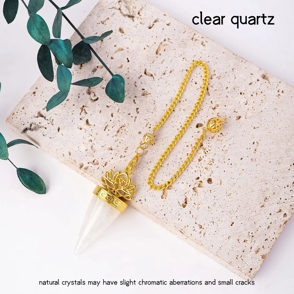 1Pc Natural Crystal Spiritual Pendulum Pendant Golden Cone Bullet Crystal Pendulum Prophecy Divination Healing Meditation Gift