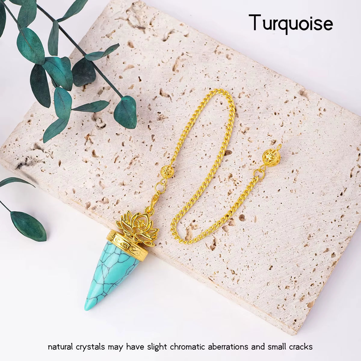 1Pc Natural Crystal Spiritual Pendulum Pendant Golden Cone Bullet Crystal Pendulum Prophecy Divination Healing Meditation Gift