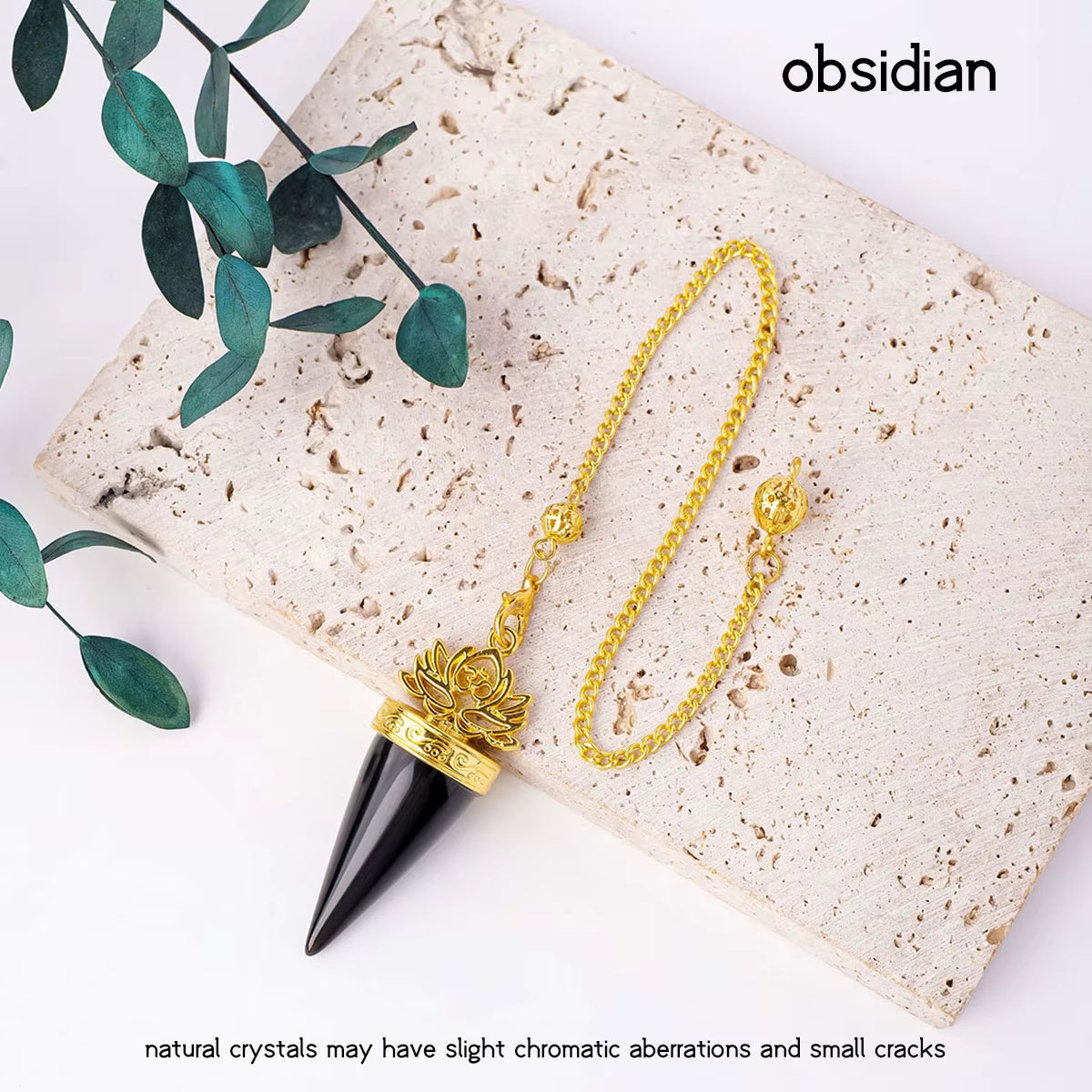 1Pc Natural Crystal Spiritual Pendulum Pendant Golden Cone Bullet Crystal Pendulum Prophecy Divination Healing Meditation Gift