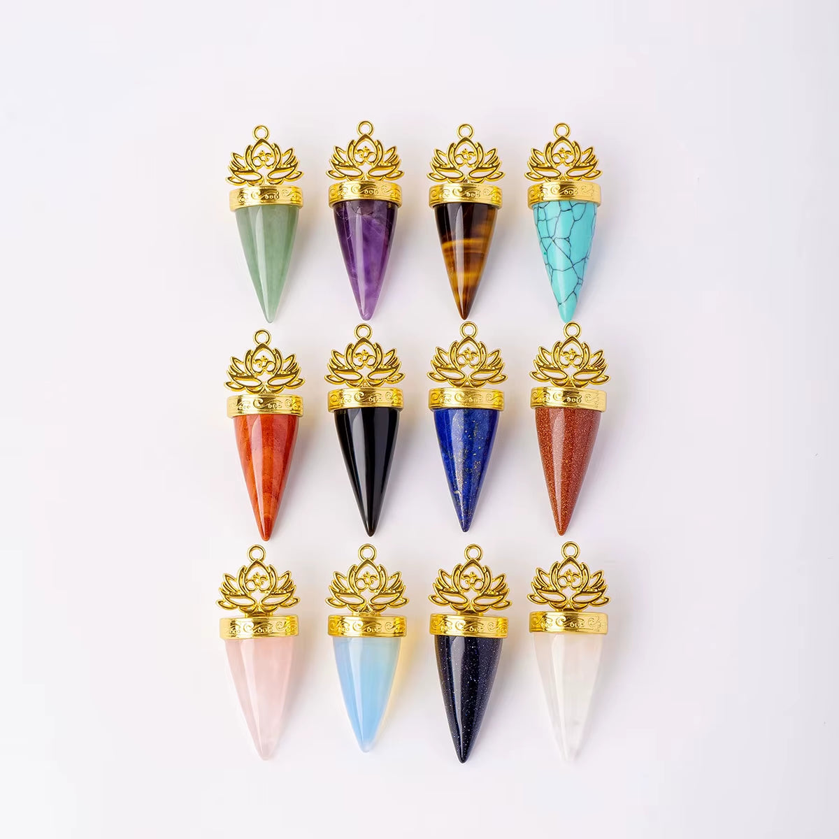 1Pc Natural Crystal Spiritual Pendulum Pendant Golden Cone Bullet Crystal Pendulum Prophecy Divination Healing Meditation Gift