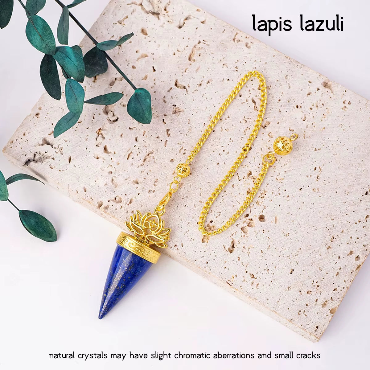 1Pc Natural Crystal Spiritual Pendulum Pendant Golden Cone Bullet Crystal Pendulum Prophecy Divination Healing Meditation Gift