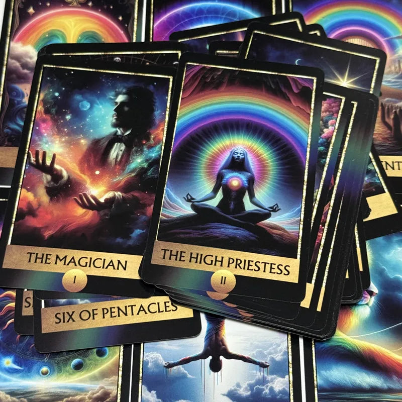 The Rainbow Tarot Cards a 78 Colorful Oracle Deck English Visions Divination Edition Borad Playing Games