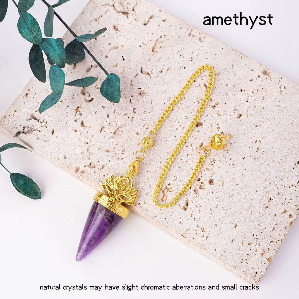 1Pc Natural Crystal Spiritual Pendulum Pendant Golden Cone Bullet Crystal Pendulum Prophecy Divination Healing Meditation Gift