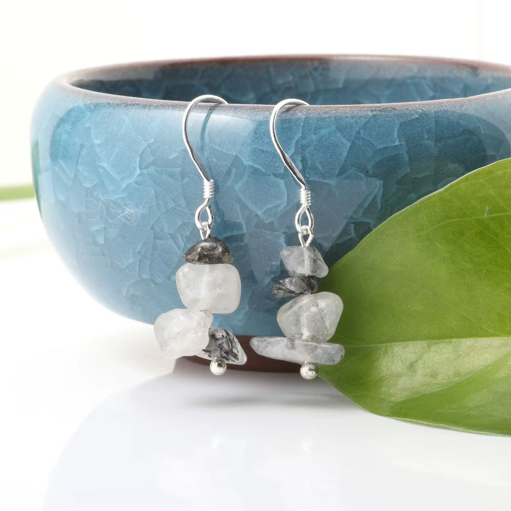 Wholesale Jewelry Women Handmade Natural Chips Stone Long Fringe Earring Quartz Tiger Eye Rose Stone Dangle Earrings