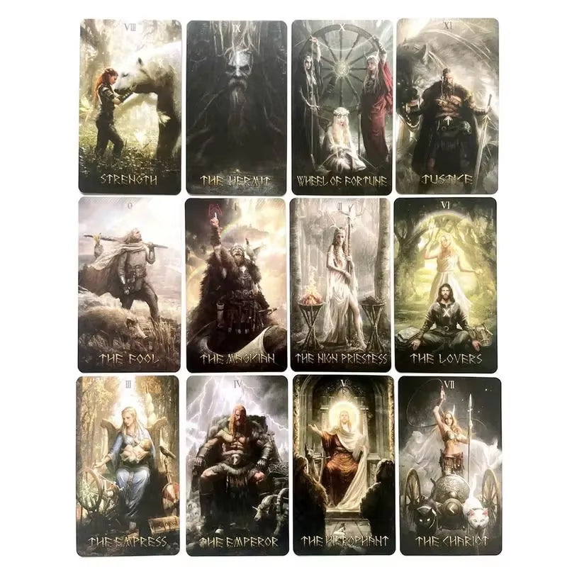 Runic Tarot Cards Fate Divination Tarot Deck Family Party Playing Board Game for Beginner Fortune Telling Game English Version