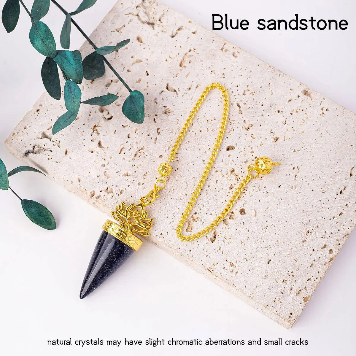 1Pc Natural Crystal Spiritual Pendulum Pendant Golden Cone Bullet Crystal Pendulum Prophecy Divination Healing Meditation Gift